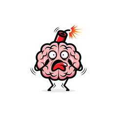brain shaking fear explodes cartoon