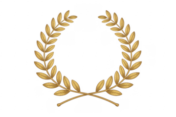 Golden laurel wreath recognition isolated on a transparent background