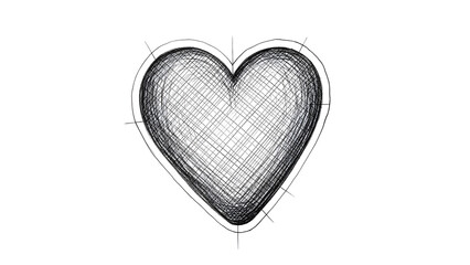 A sketch of a heart shape with a crosshatched texture and arrows pointing inwards