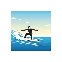 Fototapeta premium Surfer riding a wave, silhouette in wetsuit