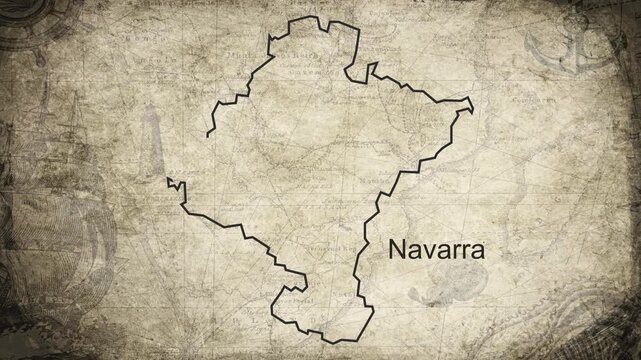 Navarra map drawn on a cartography background sheet of paper