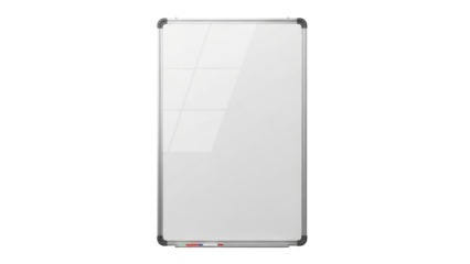 Isolated dry erase board for office or classroom, blank presentation board, message center