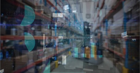 Digital video animates financial data and global shipping connections. - Powered by Adobe