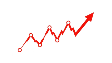 Graph showing increasing trend isolated on transparent background