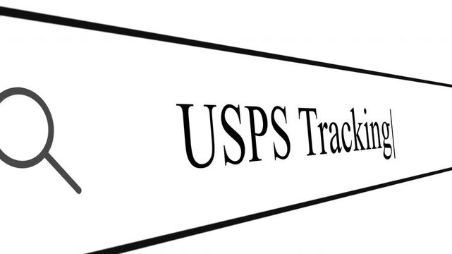 User types USPS Tracking in the address bar to find information. The search box shows results related to package tracking online and relevant sources.