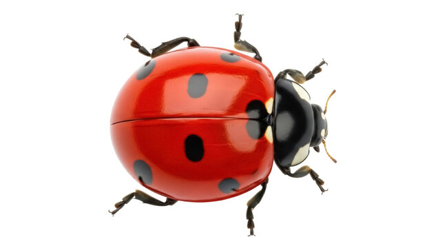 Isolated bright red ladybug with spots, beetle, bug, insect, coccinellidae