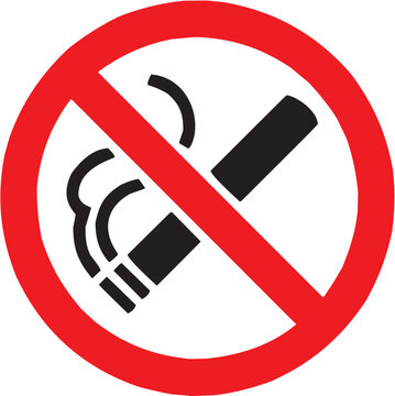 Conjunto de iconos vectoriales de se&ntilde;al de seguridad: prohibido fumar, cigarrillo, advertencia, salud, prevenci&oacute;n, control en silueta negra.