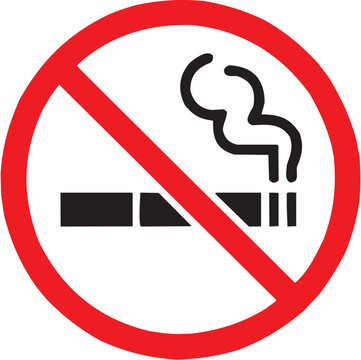 Conjunto de iconos vectoriales de se&ntilde;al de seguridad: prohibido fumar, cigarrillo, advertencia, salud, prevenci&oacute;n, control en silueta negra.