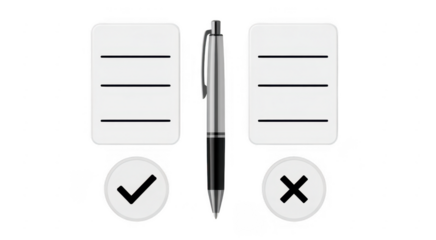 Checklist with pen paper checkmark isolated on a transparent background