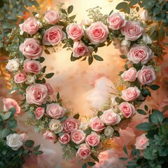 Delicate pink rose wreath