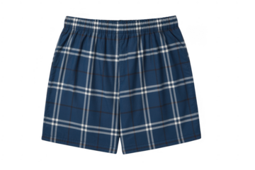 Blue plaid shorts with white and black stripes blue shorts isolated on a transparent background