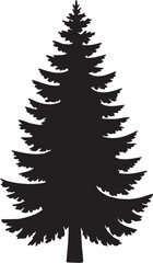 Obraz premium Conjunto de iconos vectoriales de naturaleza: árbol, pino, bosque, silueta, paisaje, entorno en negro.