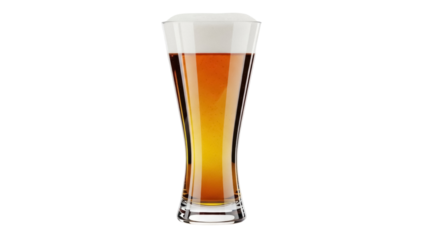 Isolated beer glass filled with a refreshing foamy wheat beer ready to enjoy at the bar