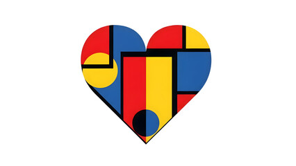 Fototapeta premium Geometric heart with primary colors on black background