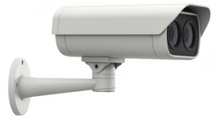 White Security Camera surveillance technology monitoring isolated on a transparent background