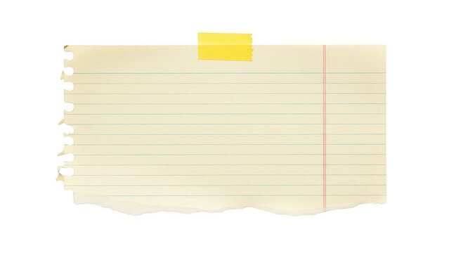 Blank notepad with yellow tape isolated on transparent background