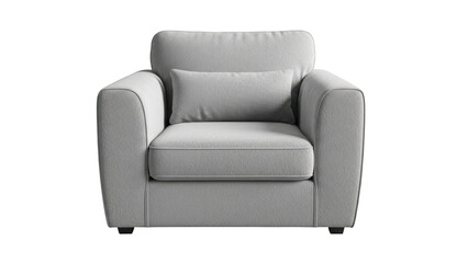 Modern gray fabric armchair isolated on transparent background