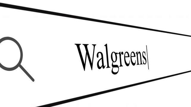 Text is typed in the search bar searching for Walgreens. The search box is shown clearly as the user seeks information online.