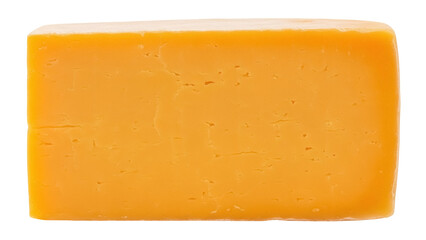 Isolated cheddar cheese block ready to be sliced, eaten or added to a cooking dish.