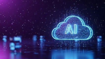 AI Cloud Computing Concept with Digital Artificial Intelligence Network