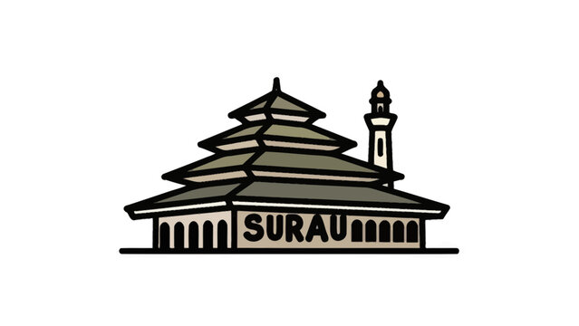 A Surau Mosque Building with Minaret Icon