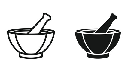 Mortar and pestle icon in black and white