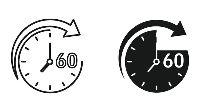 Clock icons showing sixty seconds rotation