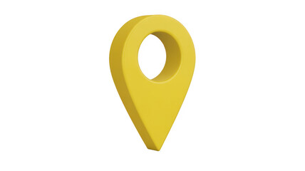Yellow map pin on black location symbol isolated on a transparent background