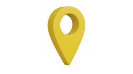 Yellow map pin on black location symbol isolated on a transparent background