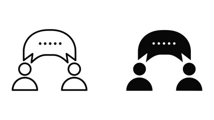 Communication between two people illustrated with simple icons