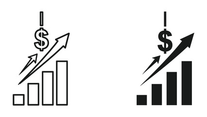 Dollar sign graph showing increasing trend