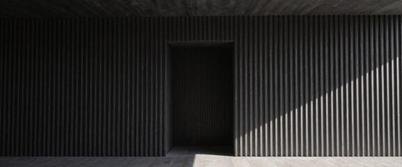 Fototapeta premium Anthracite wall with sharp pine-needle shadows and clean center space