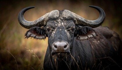Intense Stare of an African Buffalo in the Wild.