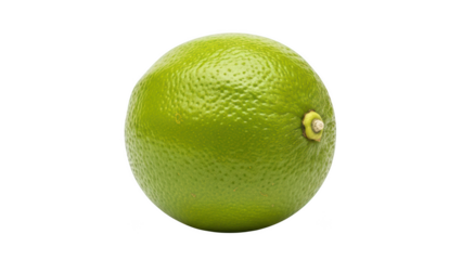 Single green lime fruit isolated on transparent background