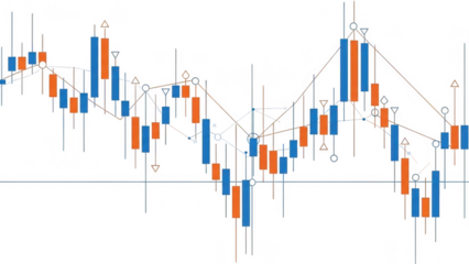 Financial market trend analysis chart isolated on transparent background