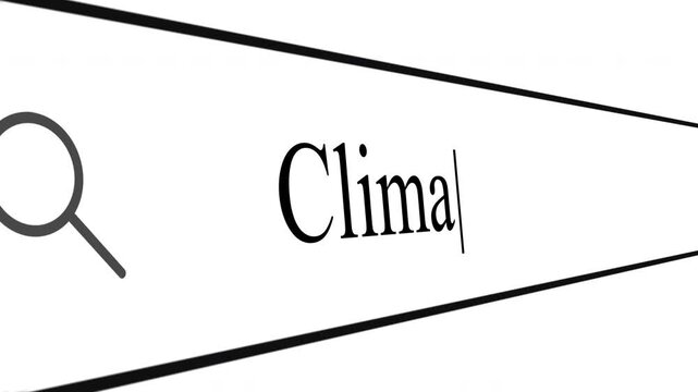 User types Clima in the address bar to find information on weather and climate. The search box highlights the input for better clarity and focus.