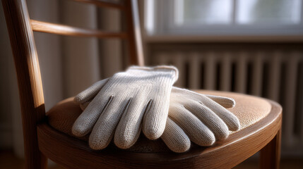 Winter gloves on chair