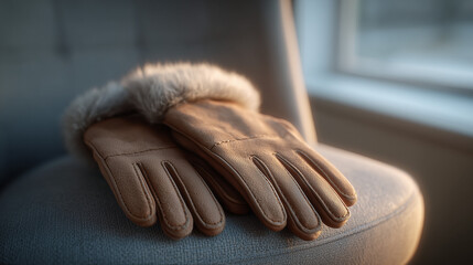 Winter gloves on chair