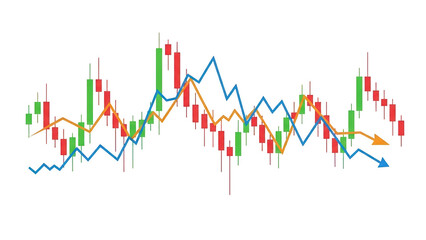 Financial market trend analysis isolated on transparent background
