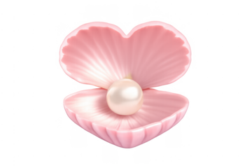 Pink heart seashell opening with white pearl