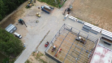 Commercial site under construction with heavy equipment