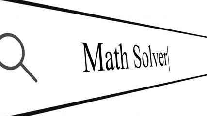 User types Math Solver in the address bar to find solutions and information about math problems. The search box is shown with focused keywords.