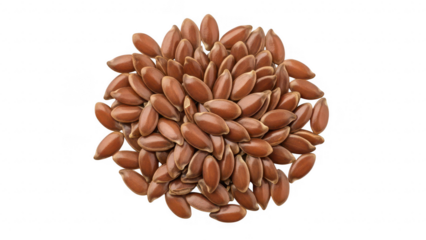 Pile of brown seeds on white background isolated on transparent background