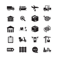 Professional Logistics and Supply Chain Icon Set
