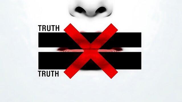 The Censored Voice: Abstract Graphic of Redaction Bar Over Mouth, Symbolizing Suppression of Free Speech