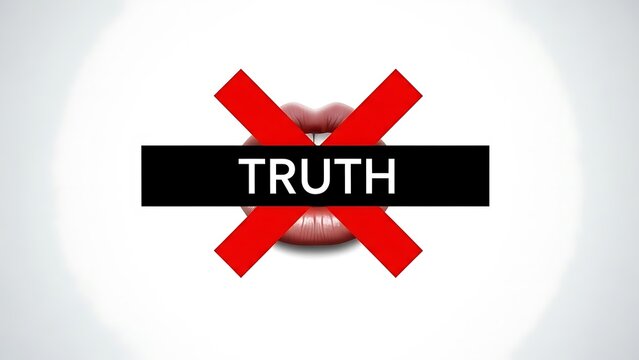 The Censored Voice: Abstract Graphic of Redaction Bar Over Mouth, Symbolizing Suppression of Free Speech