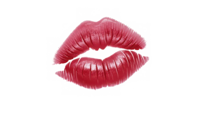 Vibrant red lipstick kiss mark on a black background for a passionate and alluring touch isolated on transparent background