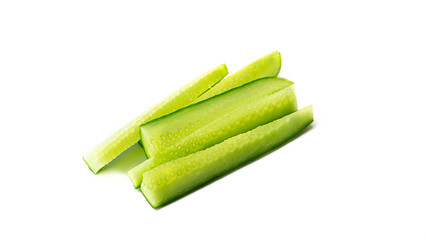 Fresh sliced cucumber. Close up. Isolated on white background. High quality photo
