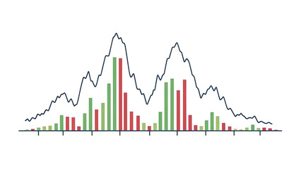 Graph showing data peaks and troughs isolated on transparent background