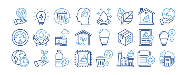 Sustainability icon collection. Containing design ecology, sustainable, eco, nature, green